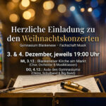 Einladung zu den Weihnachtskonzerten am 3.12. und 4.12.